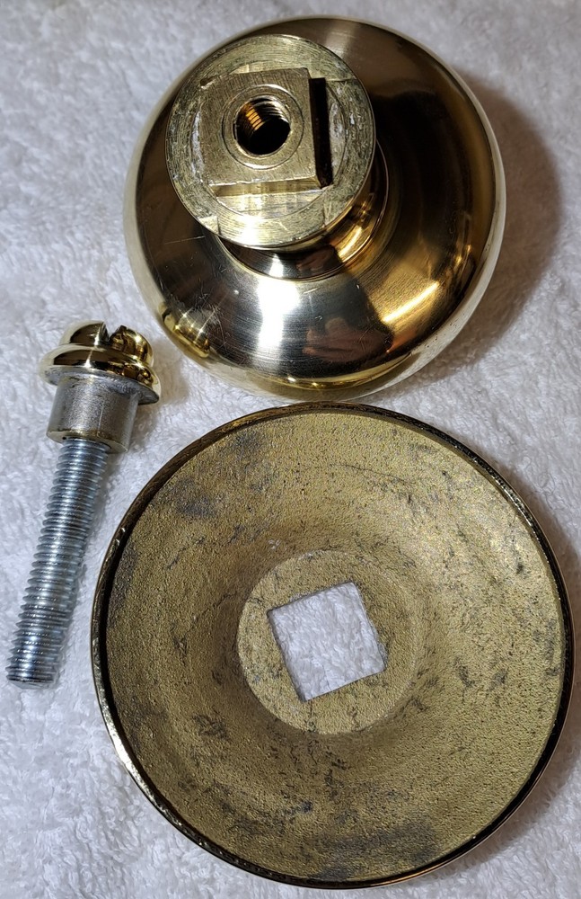RECLAIMED RAW UNPROTECTED BRASS FRONT ENTRANCE DOOR CENTRE KNOB PULL HANDLE