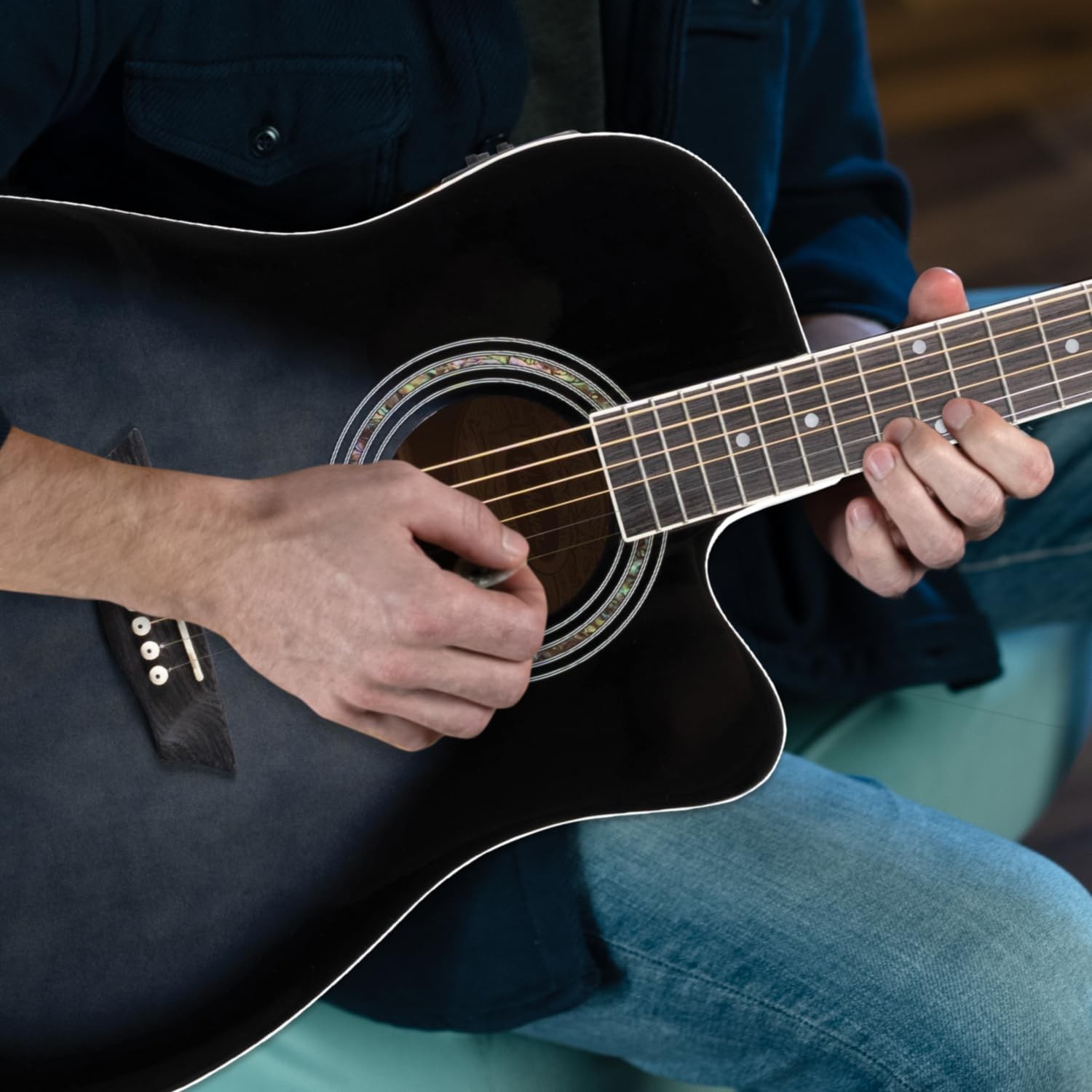 Washburn WA90CE Acoustic-Electric Guitar Kit – Dreadnought Cutaway, Built-In