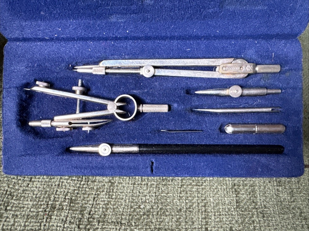 Vintage Ecobra 200b Compass Technical Drawing Set In Case E248