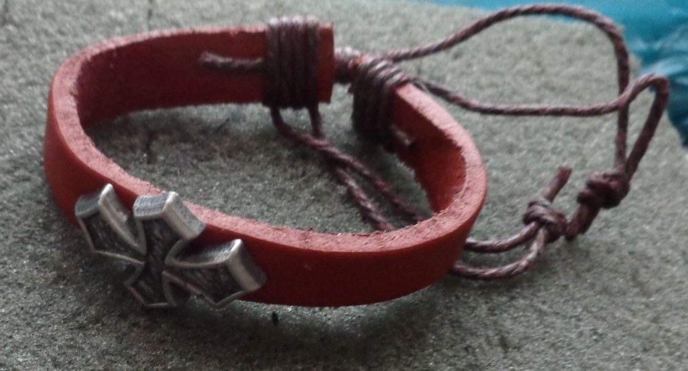 men bracelet cross leather #6