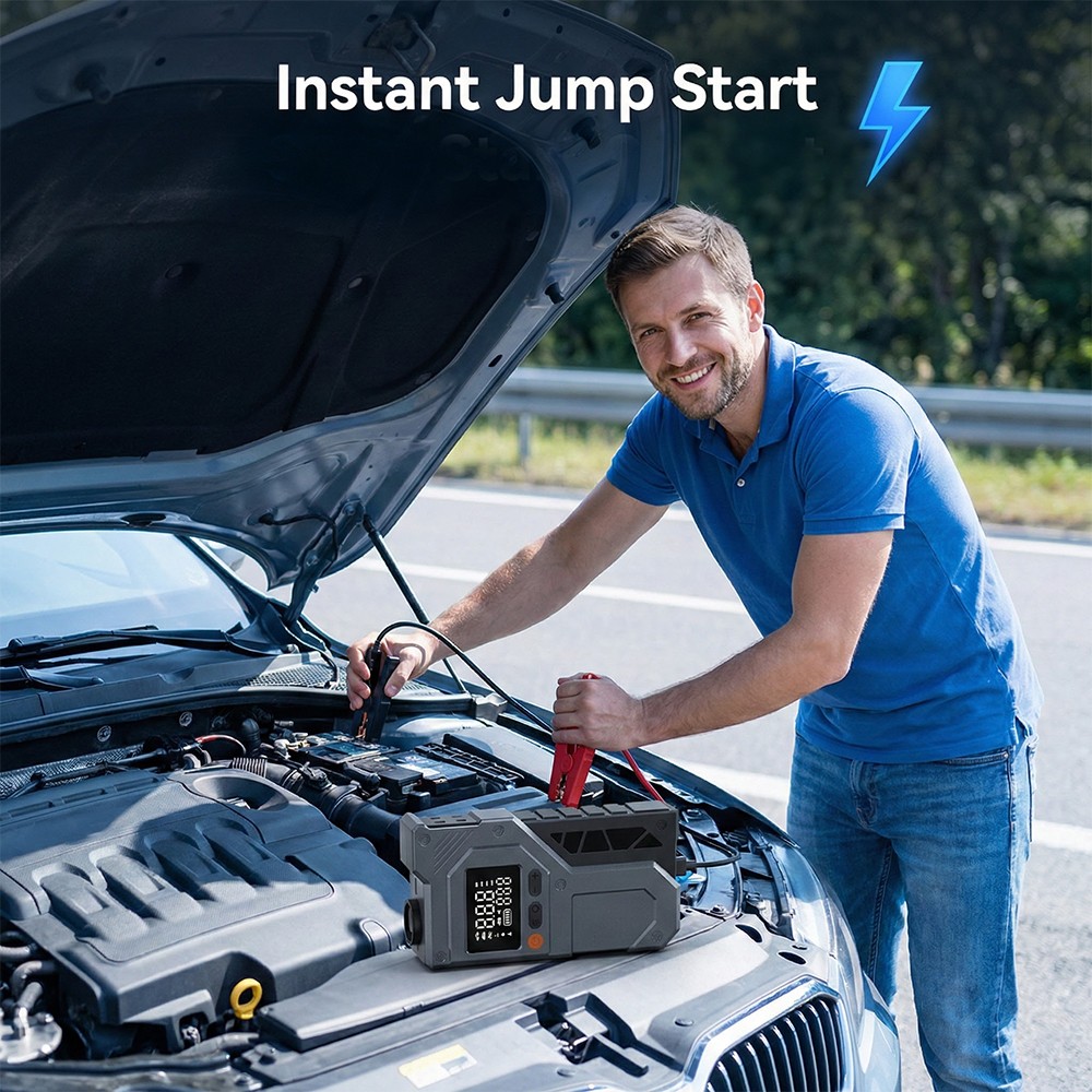 99800mAh Car Jump Starter Booster Jumper Box Tire Inflator Compressor Air Pump