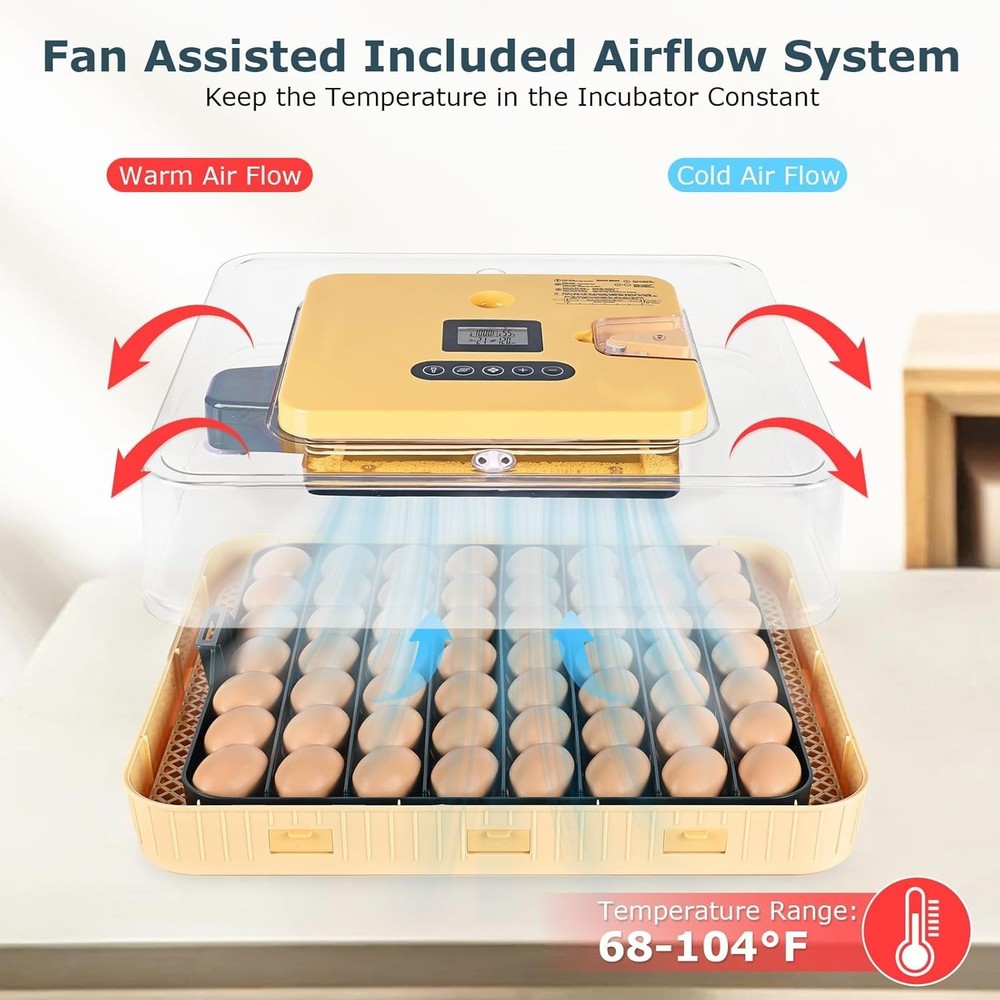 56-Egg Incubator: Temp & Humidity Control, Automatic Turner & 360° View