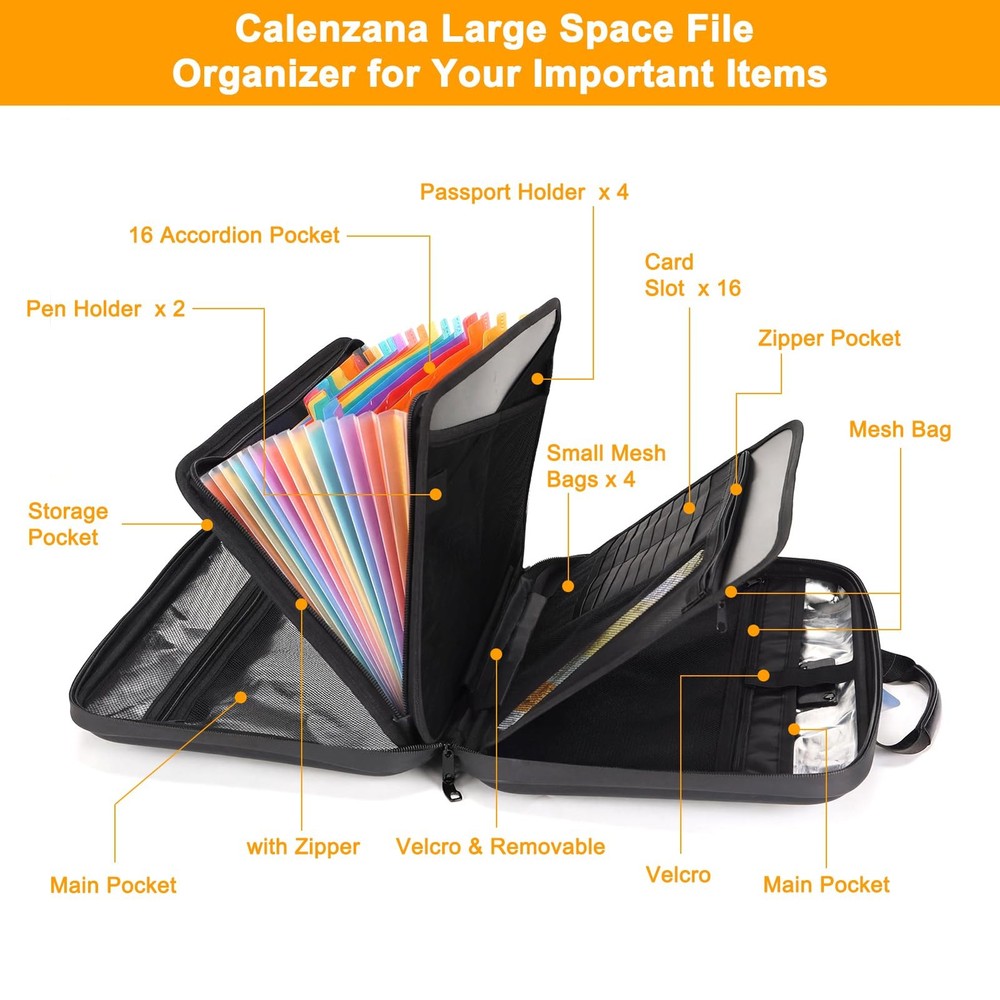 Fireproof Document Boxes with TSA Lock, Upgraded 16 Pockets Fireproof＆Water R...