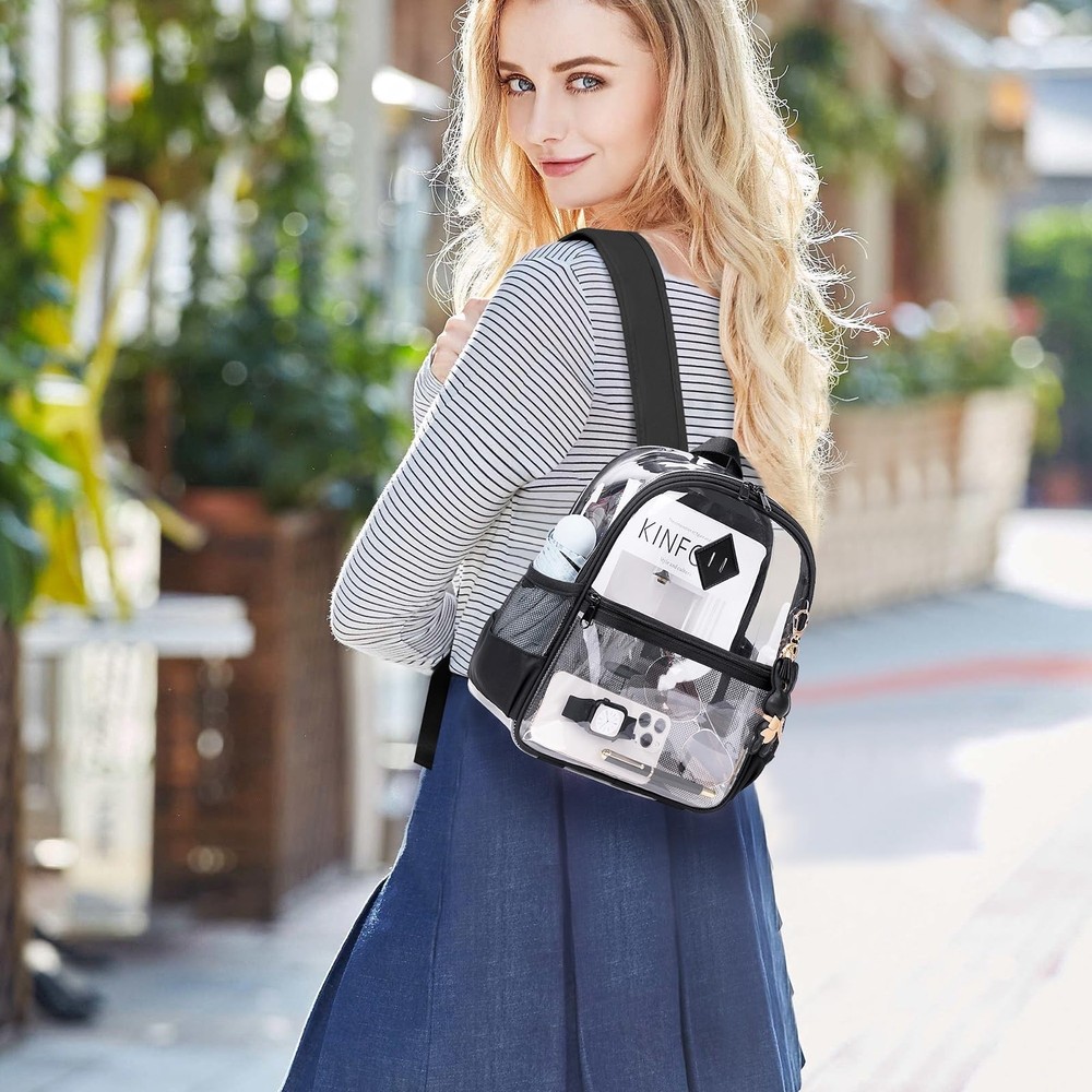 MUSEVOS Clear Backpack for Stadium Events Approved Small, Black Transparent