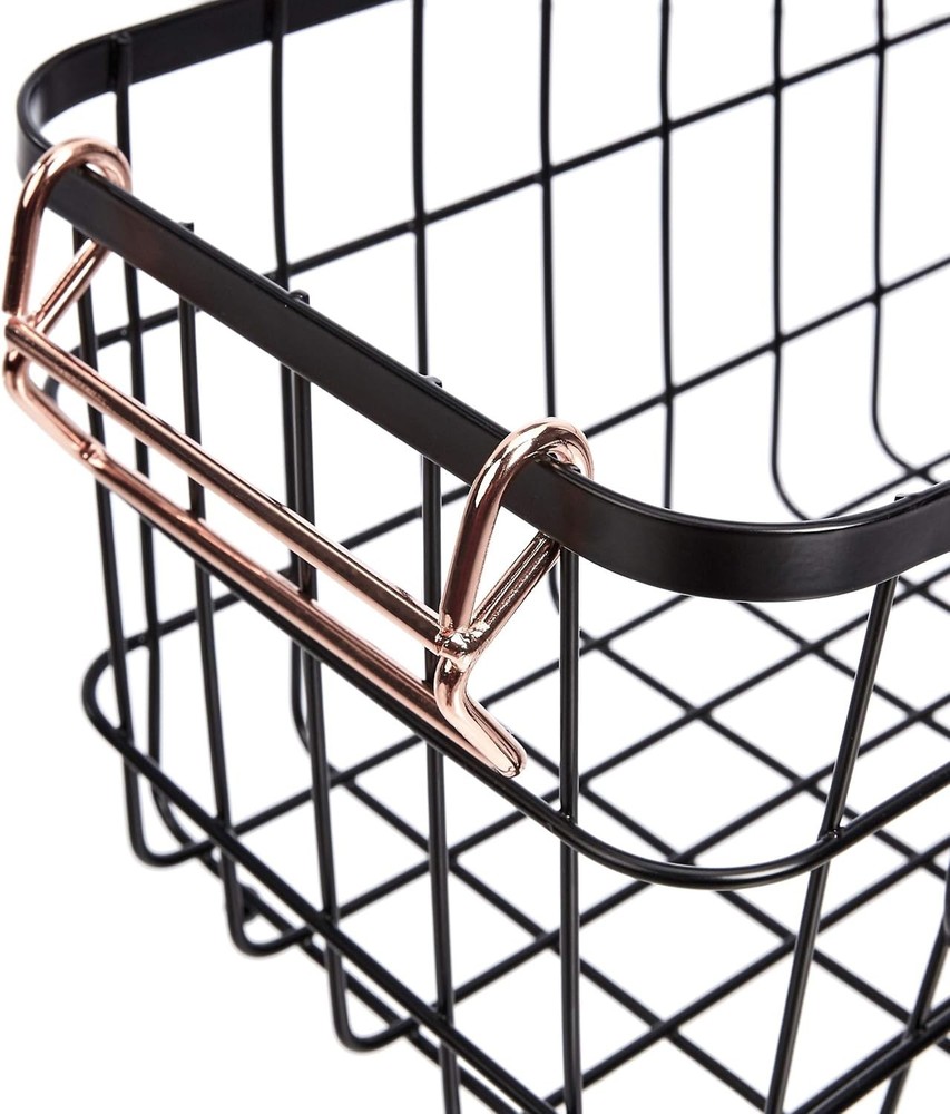 Stackable Metal Wire Rectangular Storage Basket Set Kitchen/Bathroom 2 Count