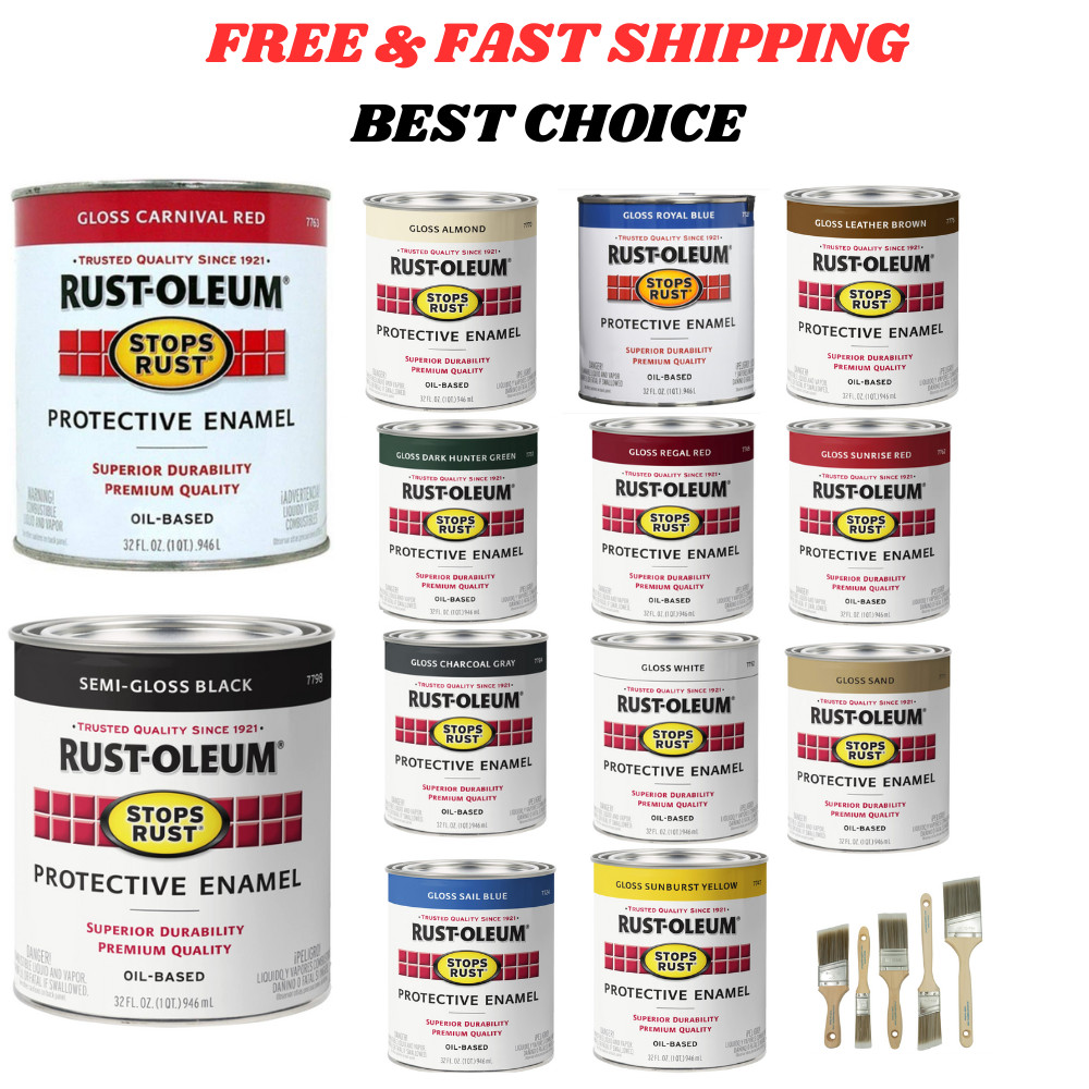 Rust-Oleum Stops Rust Brush-On Paint - 32 FL OZ Quart -Multiple Colors Available