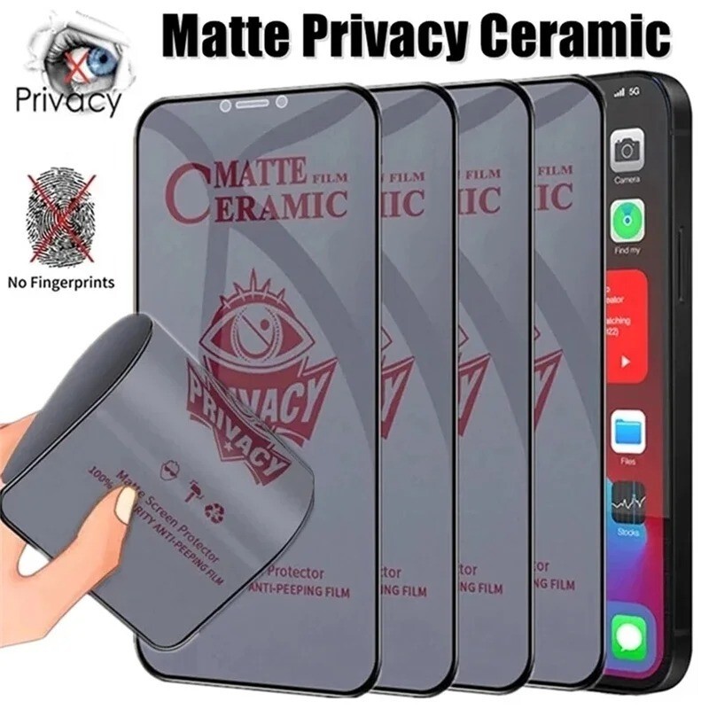 3Pcs Matte Ceramic Privacy Screen Protector for iPhone 16 15 14 13 12 Pro Max