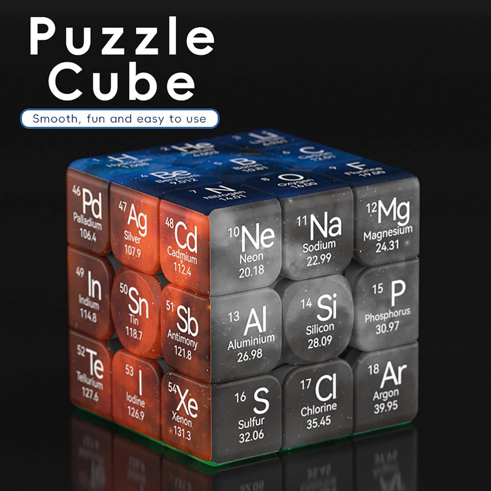 Periodic Table 3x3 Speed Cube – UV Printed Element Educational Puzzle, Stickerle