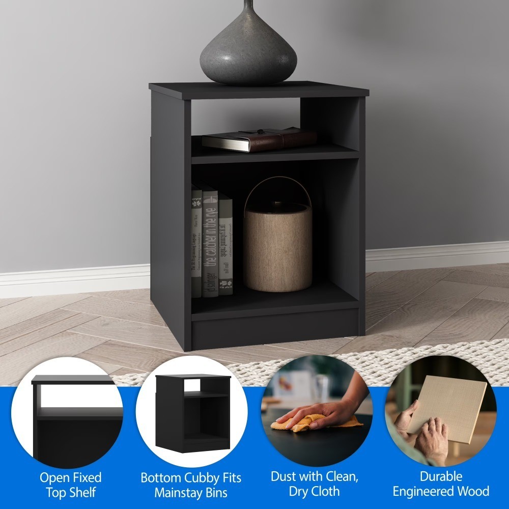 Ardent Open Shelf Nightstand, Black