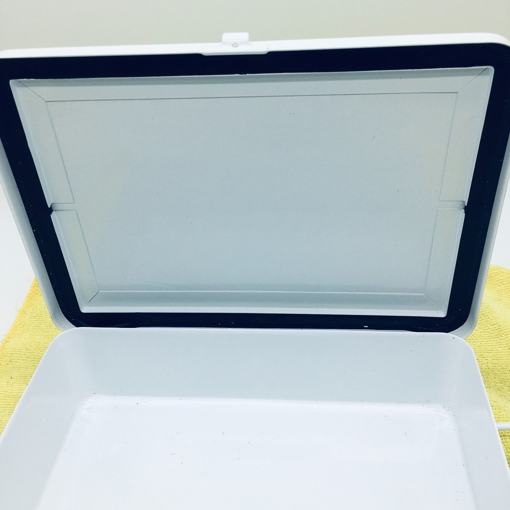 Vintage White Solid Steel Container Storage Tool box 7"X10" Medium