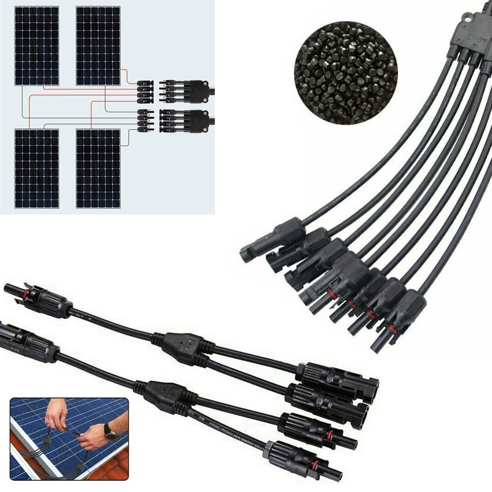 Solar Panel Y Branch Cable Connection Adapter Connector Extension Waterproof US
