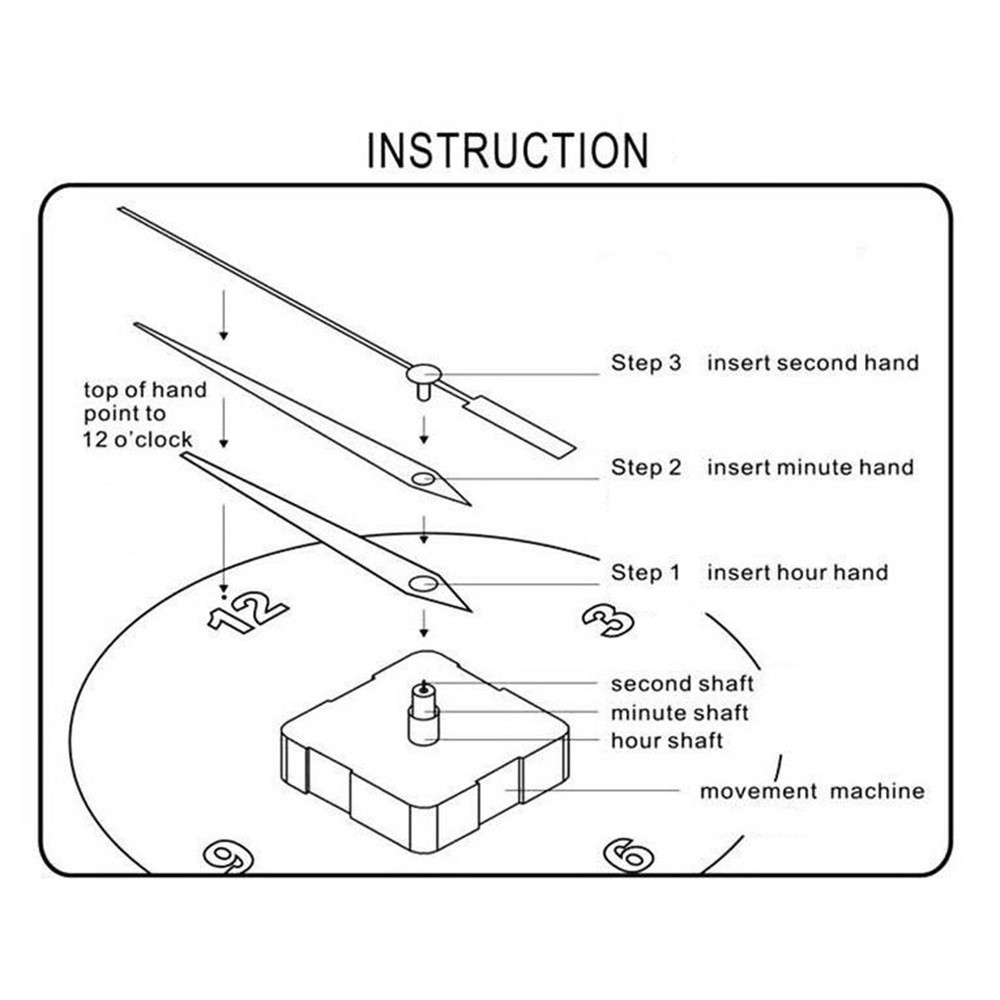 Silent Battery Powered Quartz Clock Movement Replacement Kit with Hands