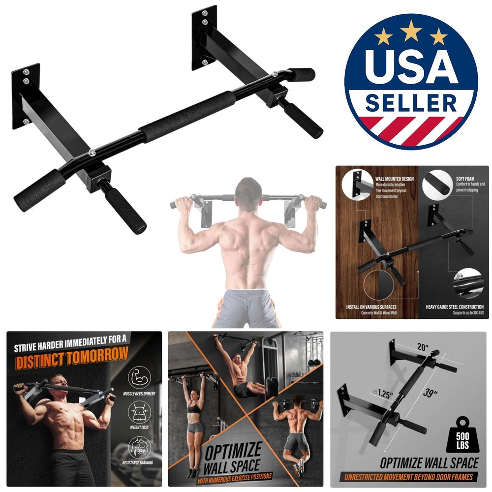 Adjustable Wall-Mounted Pull Up Bar - Strong, Comfortable, Rust-Free Design