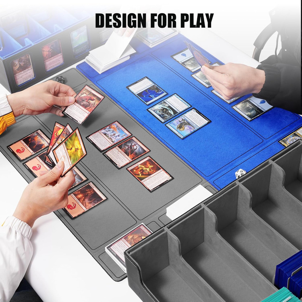 Trading Card Storage Box with Commander Display, 5-Row Deck Case with Removable