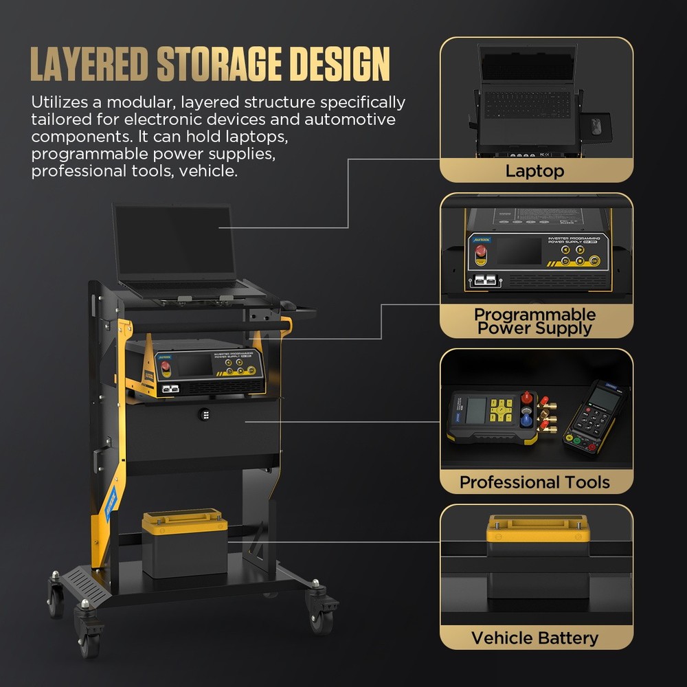 Rolling Tool Chest Tool Organizer Box w/ Rotating Lift Workbench Lockable Wheels