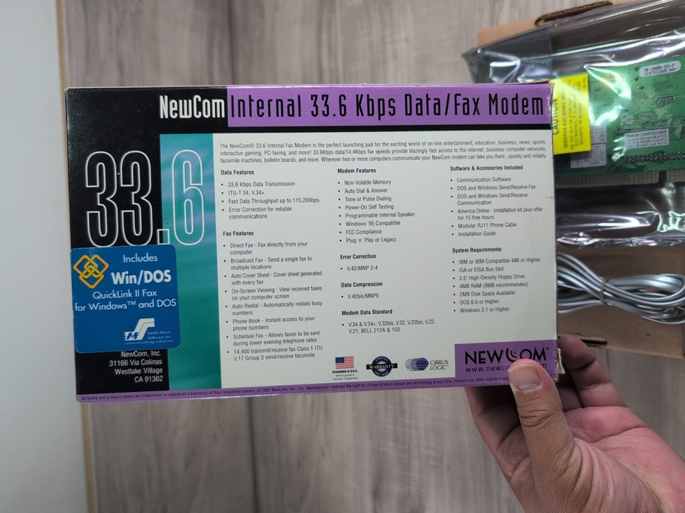 VINTAGE NEWCOM 33.6 Internal Data /Fax Modem " NEW OPEN BOX "