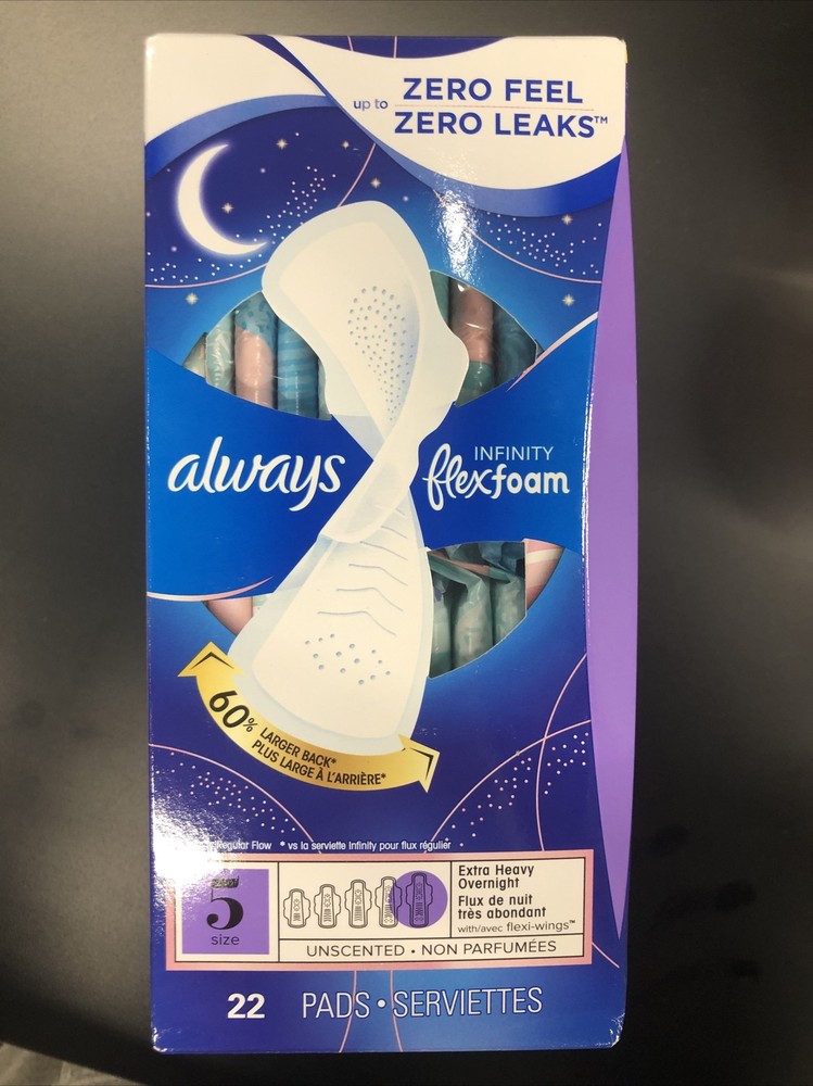 3 Pack Always Infinity FlexFoam Pads Size 5 Extra Heavy Overnight Absorb. 22 Eac