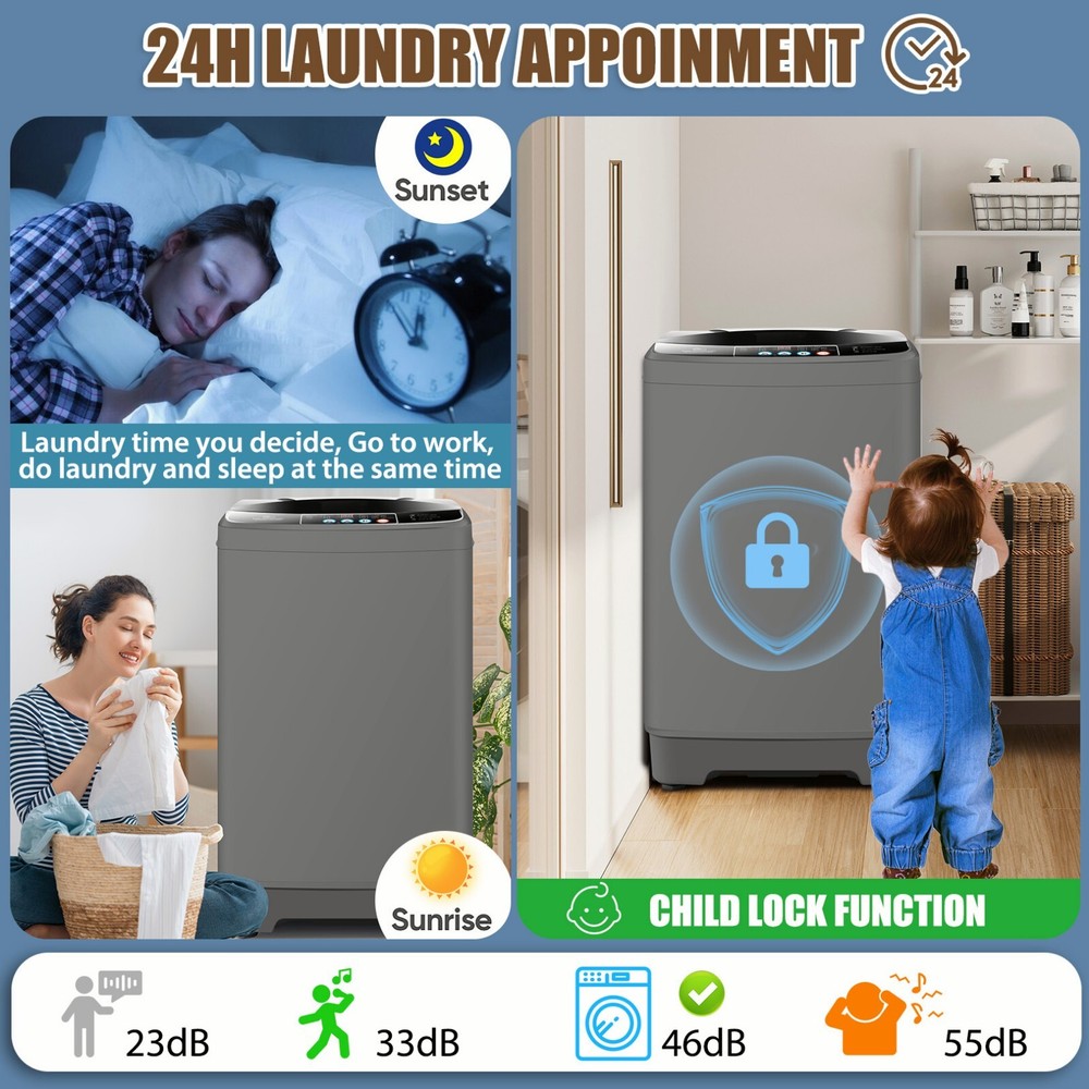 Portable Full-automatic Washing Machine 15.6 lb Compact Washer Shock Absorption