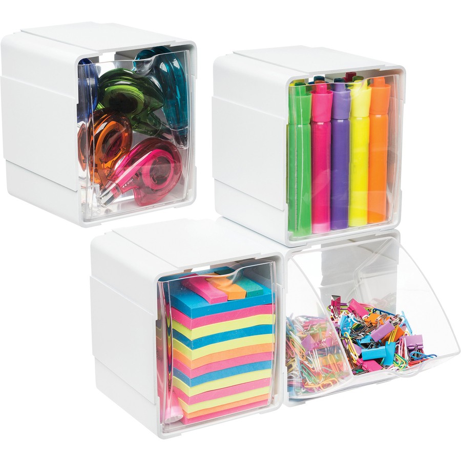 Deflecto DEF421103 Desktop Storage Bin 4 Compartment White