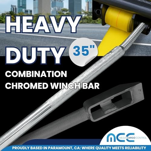 35" Chrome Combination Winch Bar with Square Head - Carbon Combination Chromed