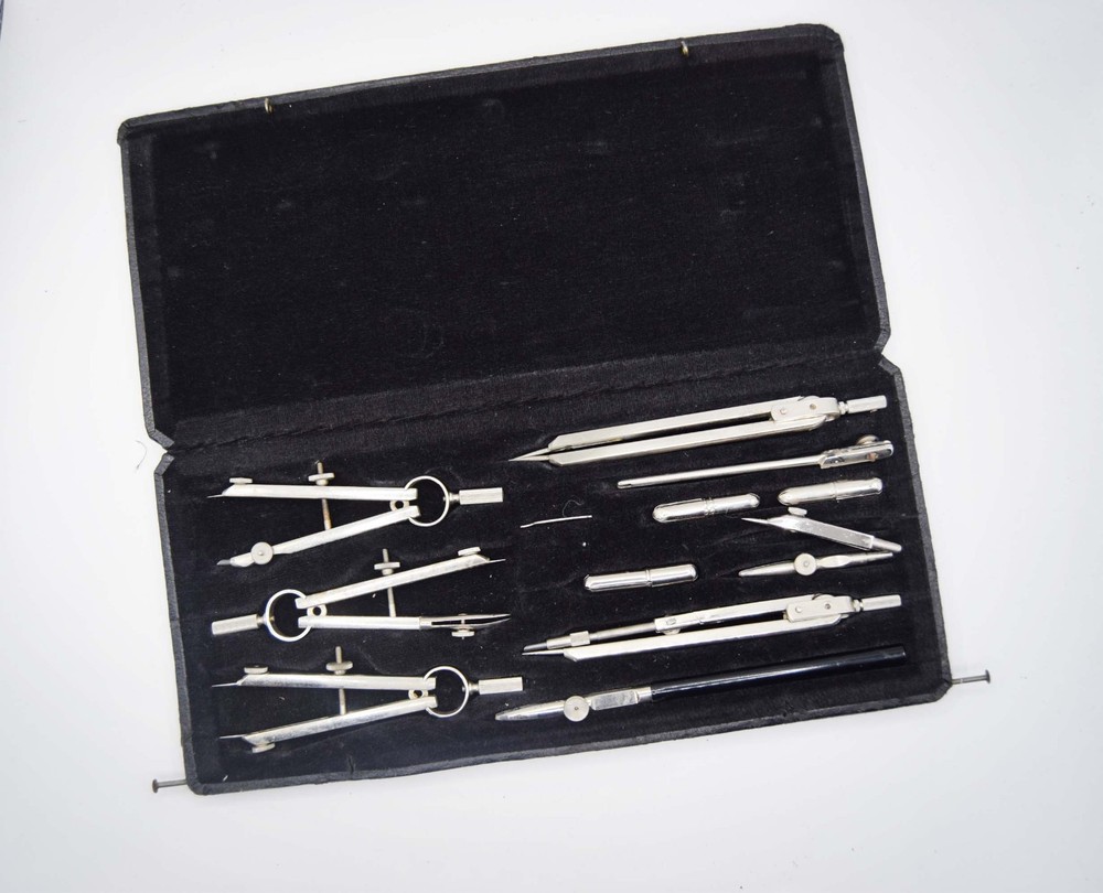Antique Anker Drawing Instrument COMPLETE Set - Precision Compass Technical