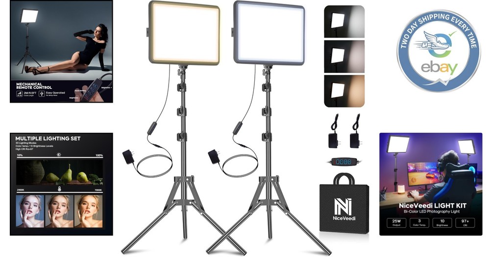Professional 2-Pack LED Video Light Kit with Adjustable Tripod for Creators