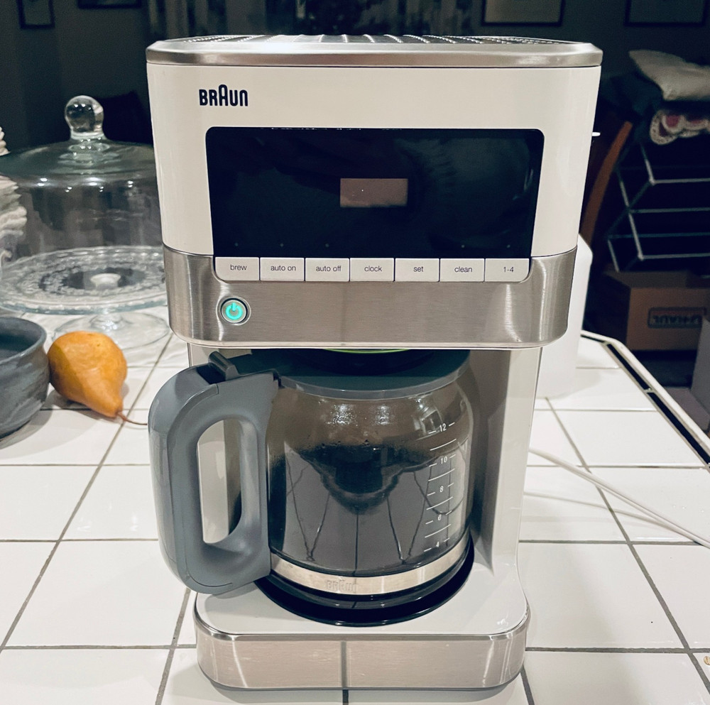 Braun 12 Cup Programmable Coffee Maker Carafe Type 3107 Stainless White Tested
