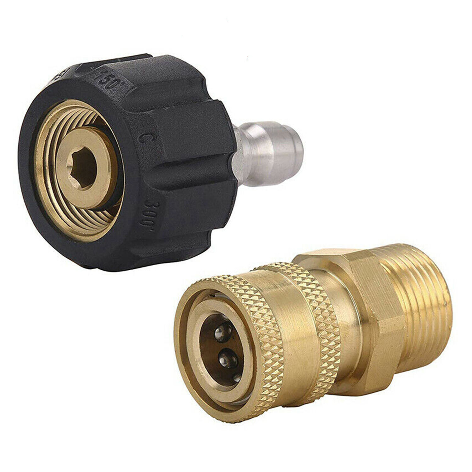 Pressure Washer Hose Connector Adapter Set Quick Connect M22 to 1/4" Gun to Wand