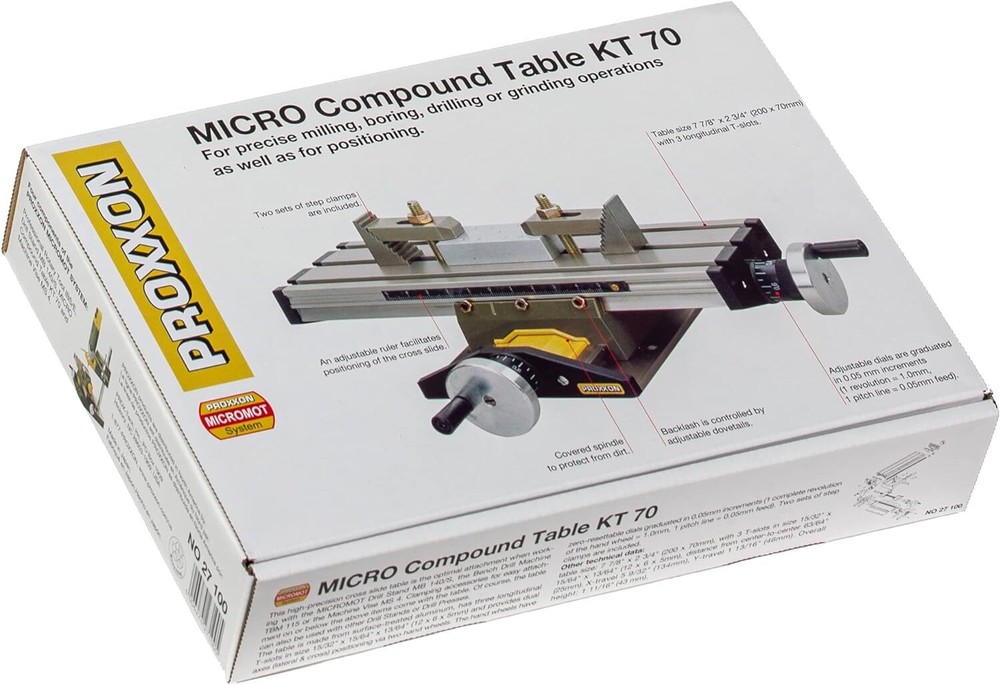 Proxxon MICRO KT 70 Compound Table for Precision Milling, Boring, Drilling Gr...