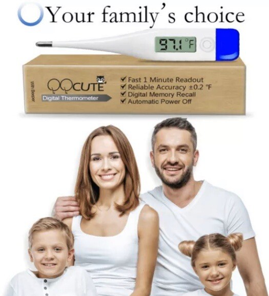 QQcute Digital Body Thermometer - Clinical Basic Thermometer Waterproof Tip