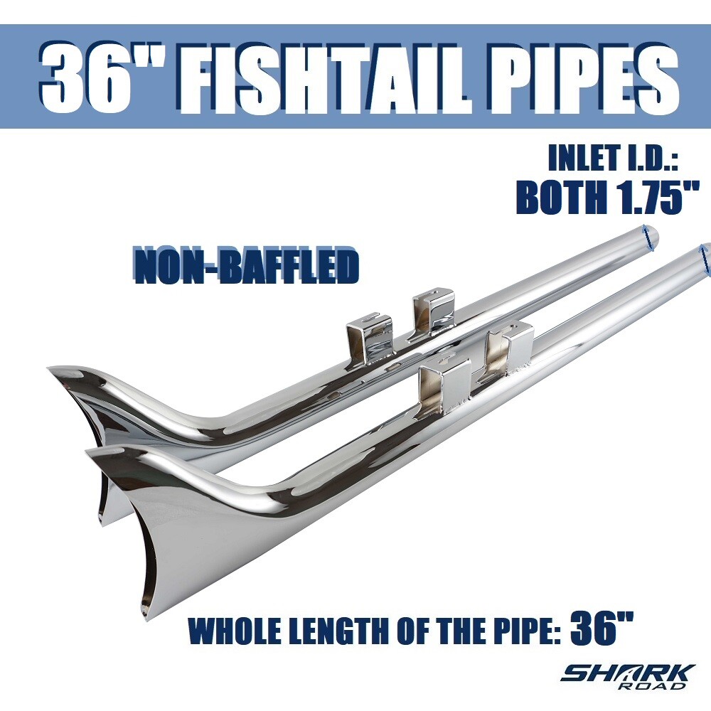 SHARKROAD 36" Fishtail Slip on Mufflers for Touring 95-16, Road King CVO EFI