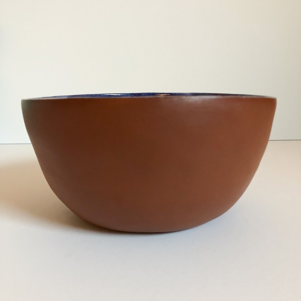 Signed Capuchin style bowl w/ glossy floral interior