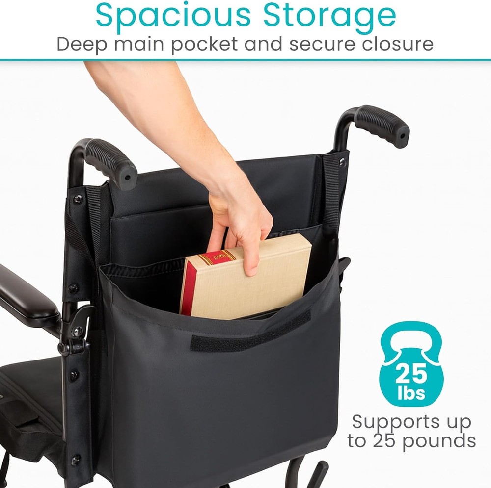 Wheelchair Bag Universal Storage Backpack for Walker Rollator Hangs on Back