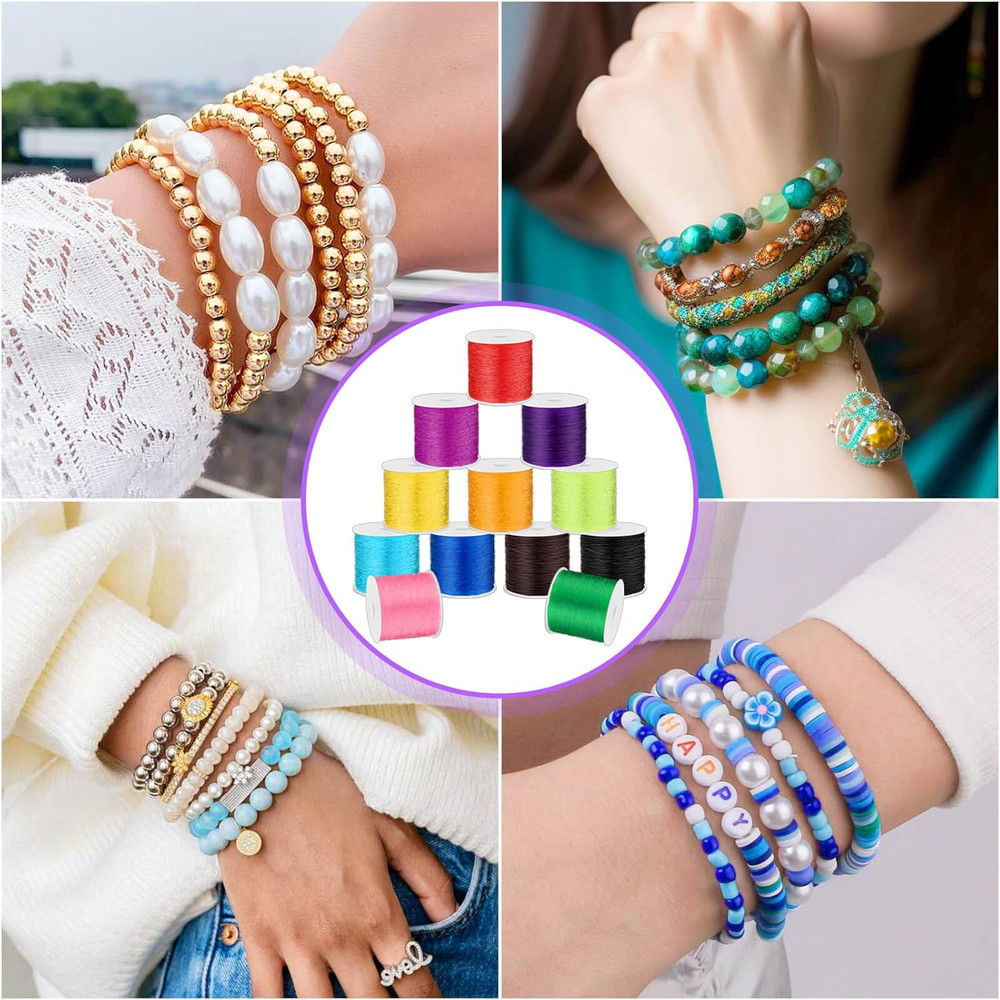 12 Rolls Elastic Crystal Tec String for Bracelets, 0.8 MM Stretch Bead...