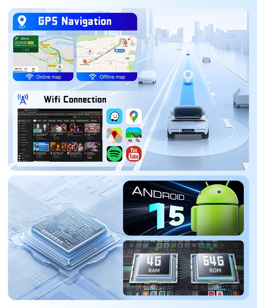 9" Touchscreen Wireless CarPlay Android Auto Stereo for 2006-2008 Honda Pilot