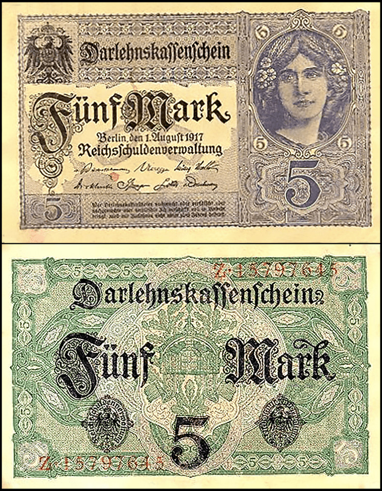 Germany 5 Mark, 1917, P-56b, UNC