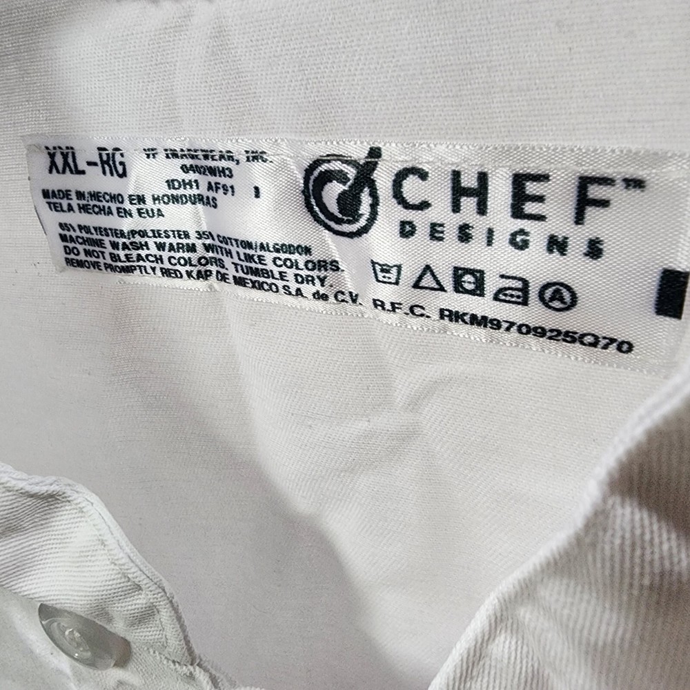 Chef Designs Three-Quarter Sleeve Chef Coat, White, XXL
