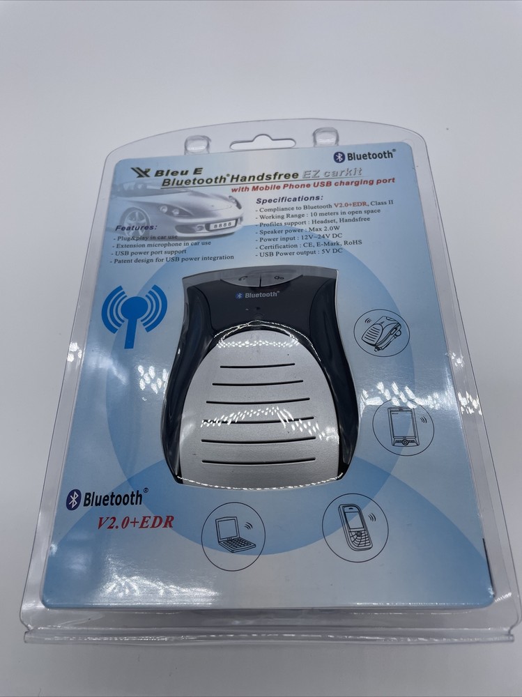 Bleu E Bluetooth Handsfree EZ Carkit V2.0+EDR w/ USB Charging Port Speaker Phone