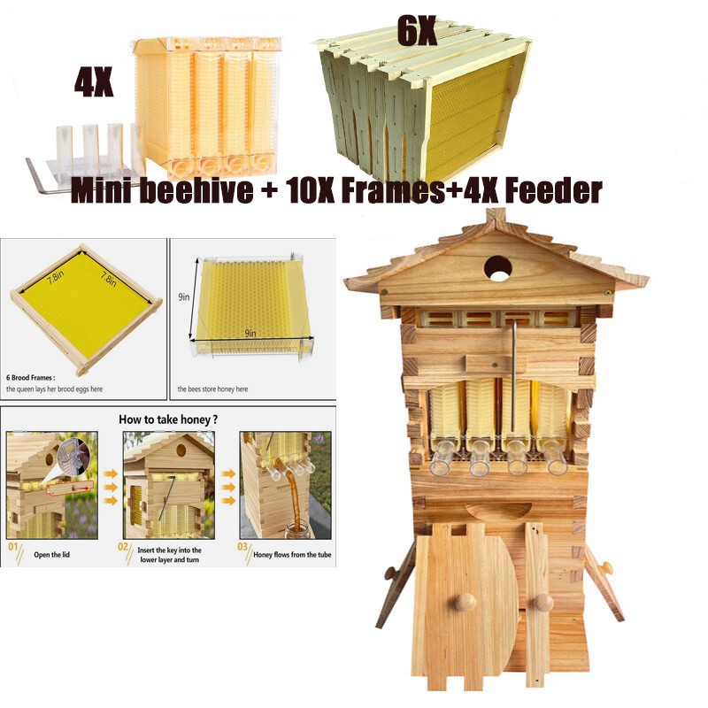 Small Beehive Frames Beeswax Foundation Wooden Auto Run Sheets Box x 10XFrames