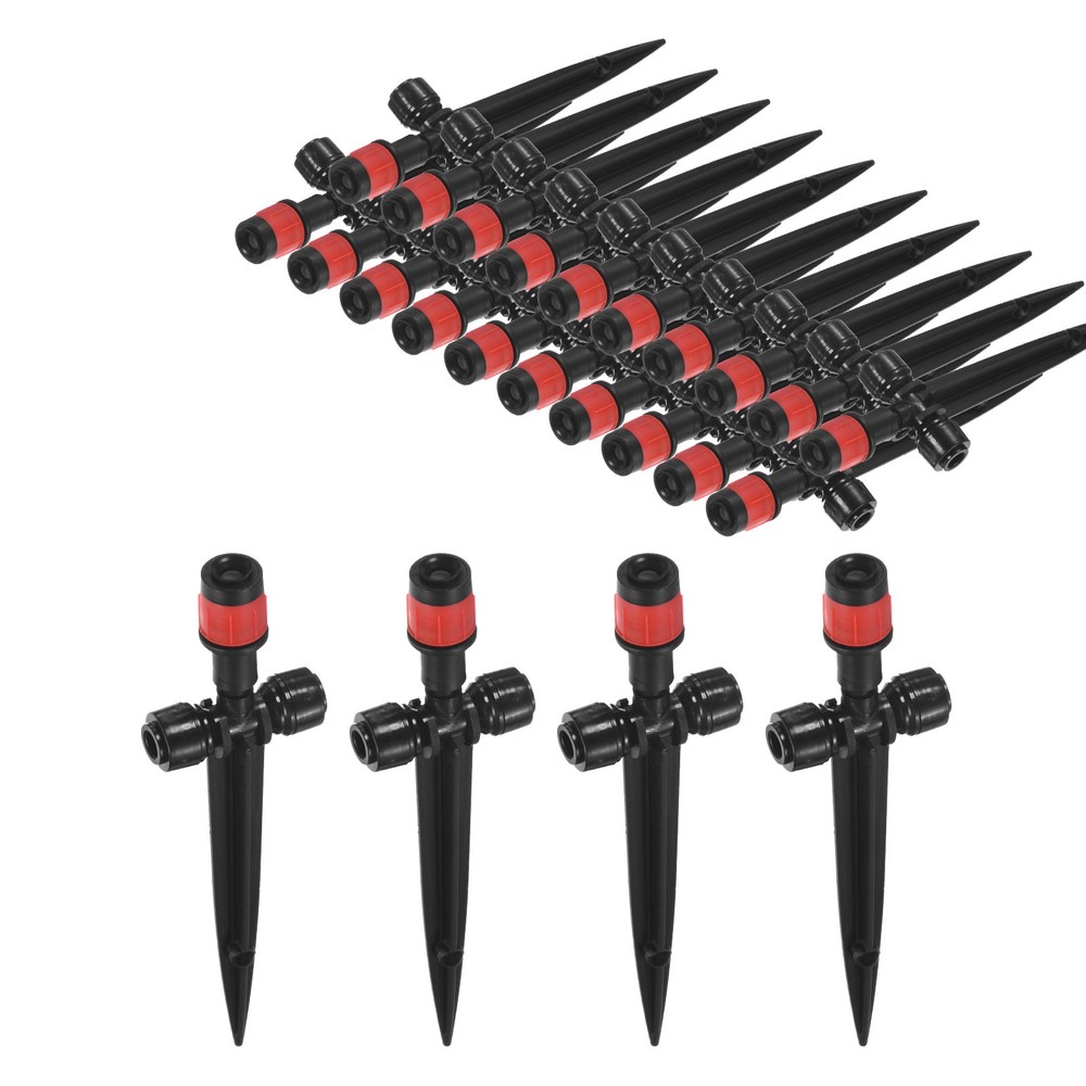 24-Pack Drip Irrigation Emitters, Adjustable 360 Degree Drippers, Red