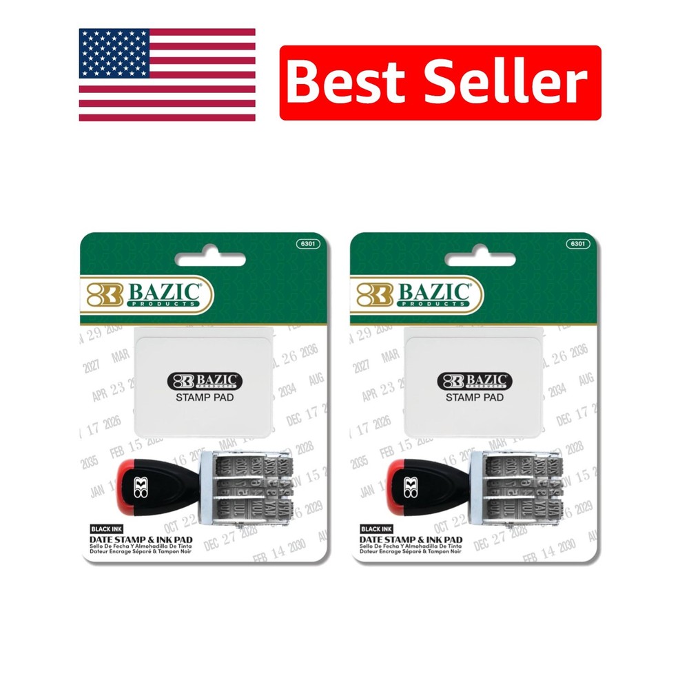 Efficient Date Stamp Set: 2-Pack with Adjustable Features and Ink Pad Included