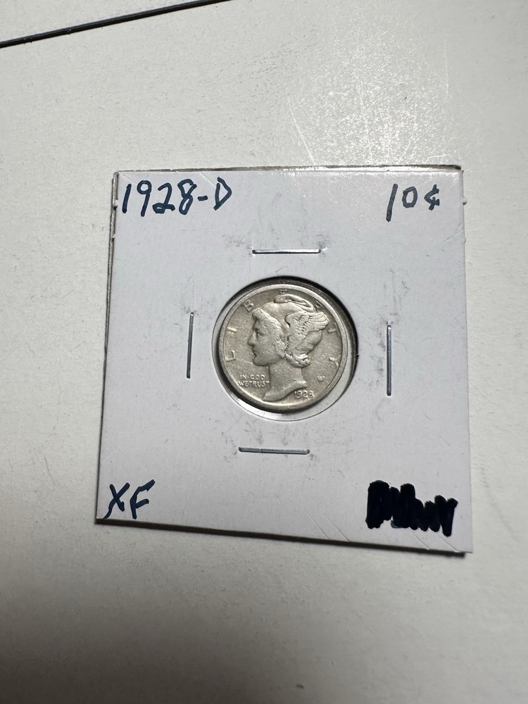 1928 d mercury dime 10c- Extra Fine