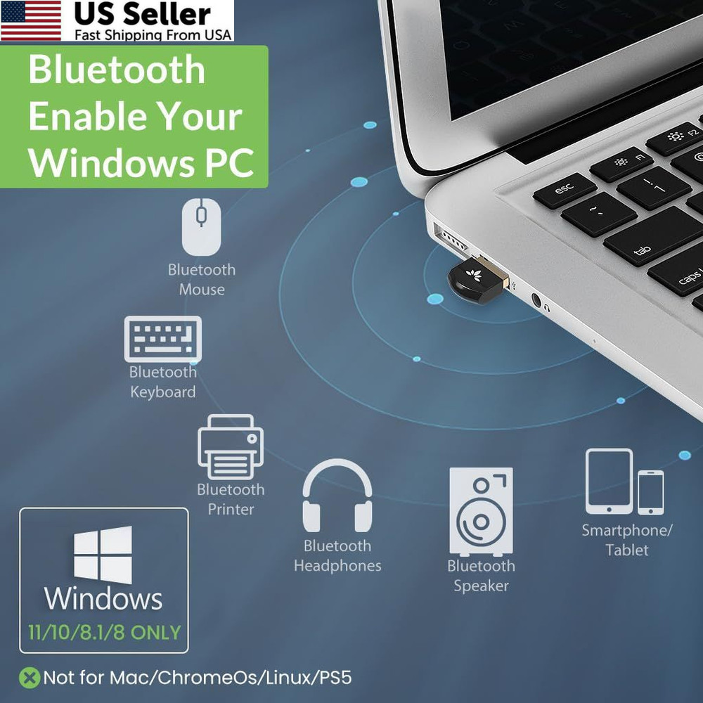 Avantree DG45 USB Bluetooth Adapter Dongle for PC, Computer, Desktop & Black