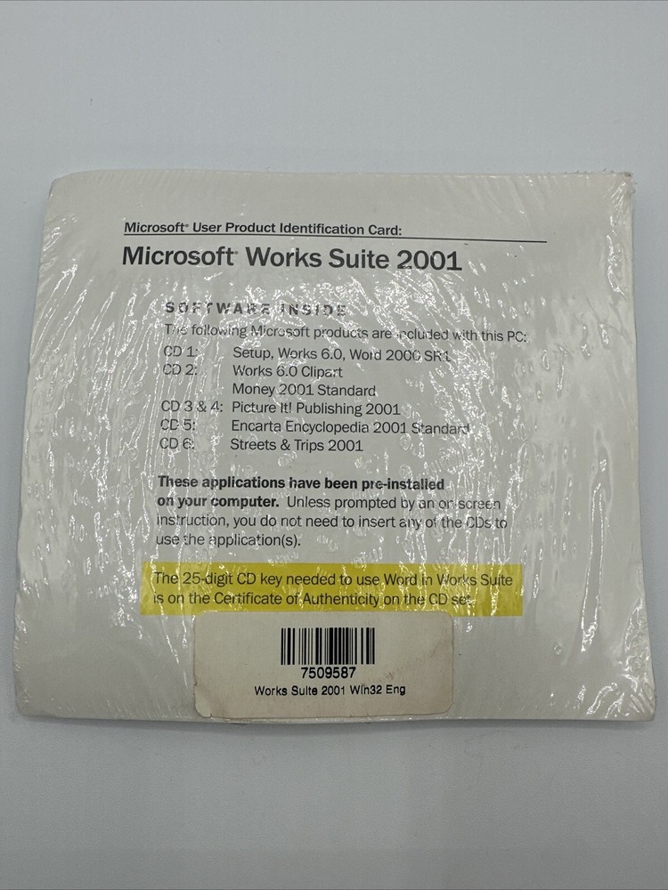 Microsoft Works Suite 2001 6 CD Sealed