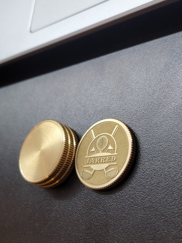 Solid Brass CNC Machined Laser Engraved Personalized Golf Ball Marker
