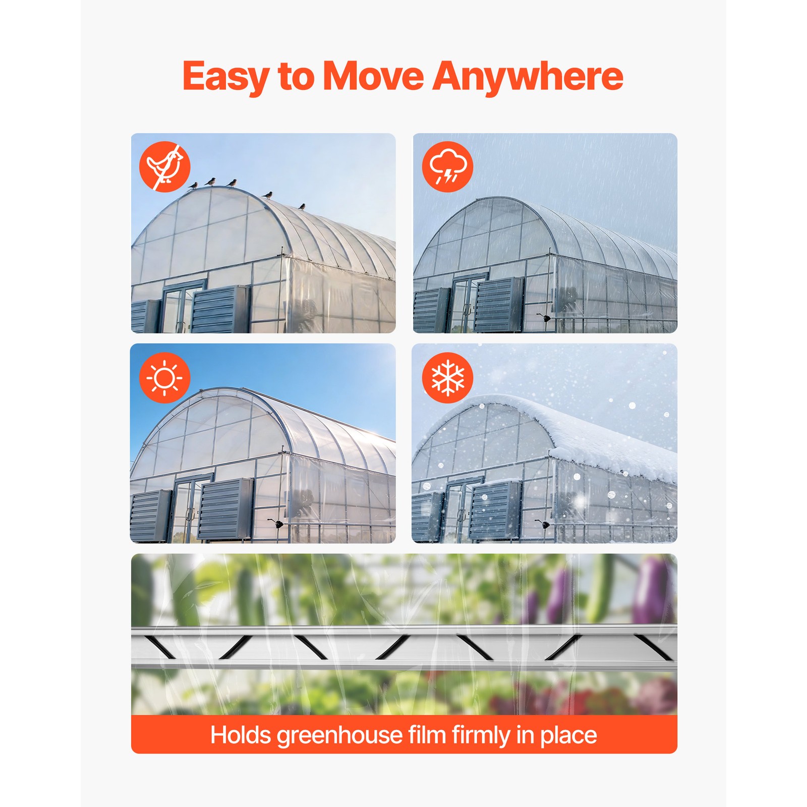 Uimoso Greenhouse Aluminum Lock Channel & Spring Wire Set, 50 Pieces, 6.56 ft