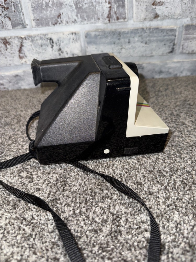 Vintage One Step Polaroid Instant Land Camera Rainbow Strips w/ Strap