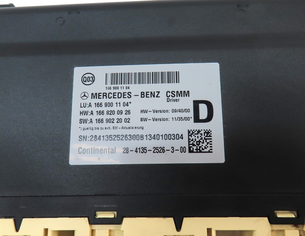 2013 MERCEDES ML350 (W166) FRONT LEFT DRIVER SEAT CONTROL MODULE