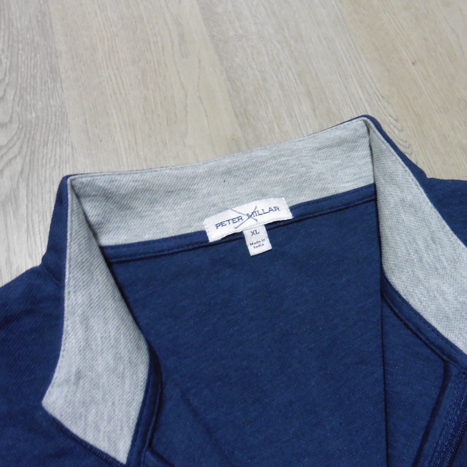 PETER MILLAR Mens XL PULLOVER NAVY BLUE CROWN COMFORT 1/4 ZIP POLO SWEATER