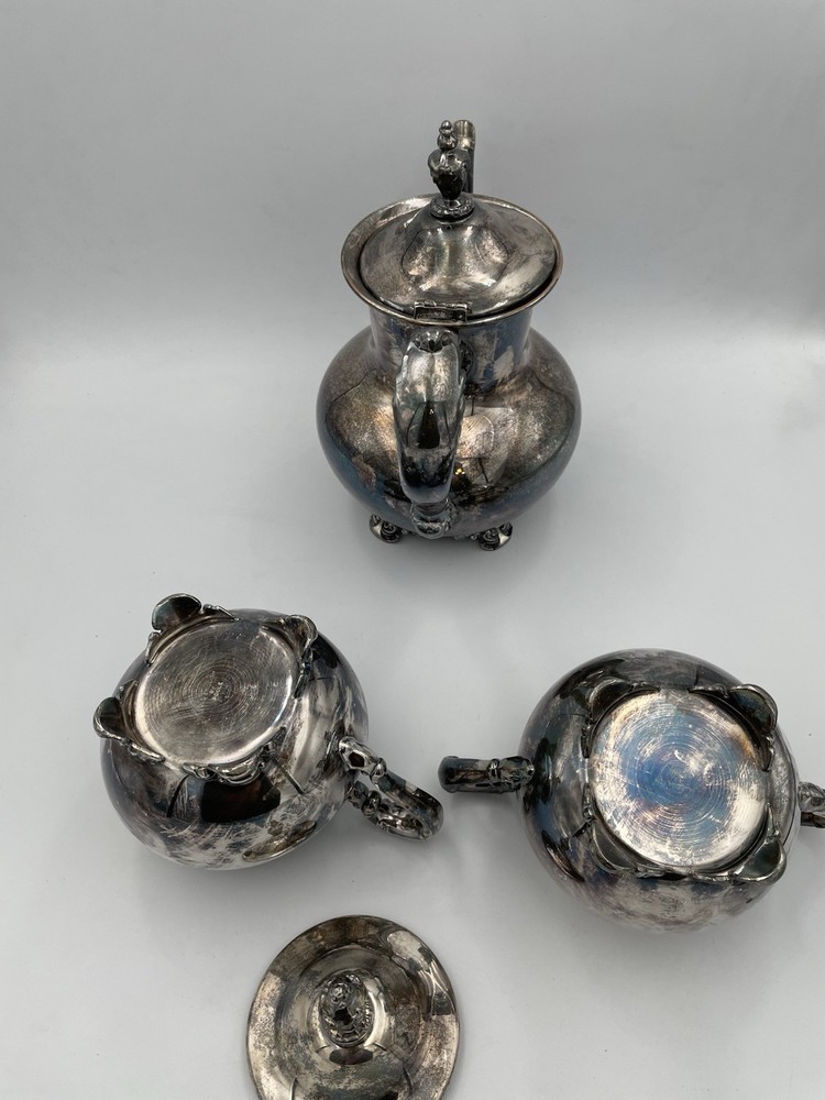 3pc Old English By Poole #5000 Silverplated Pitcher/Tea Service Creamer MCM